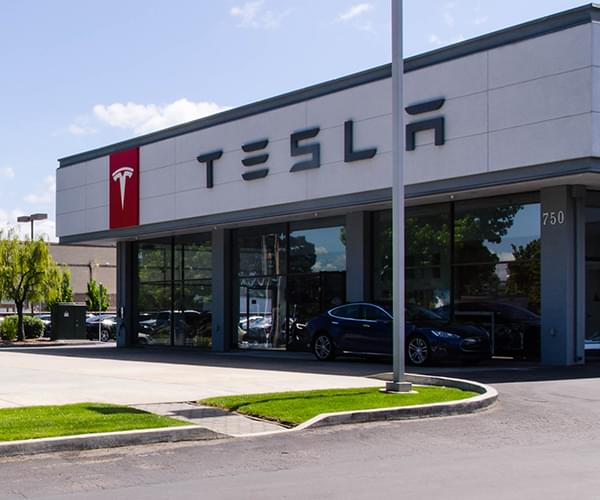 Tesla Model X in a dealership lot